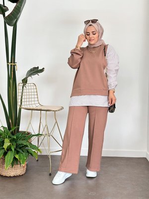 Line Gömlekli I?kili Takım Kahve Line Gömlekli I?kili Takım Kahve