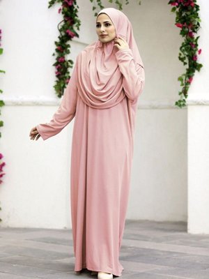 Gül Kurusu Çantalı Pratik Namaz Elbisesi