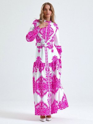 Pembe Atlas Kumaş Elbise