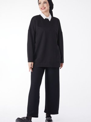 Sıyah Sweatshirt+pantolon İkili Takım Sıyah Sweatshirt+pantolon İkili Takım
