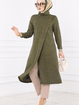 Haki Düğme Detaylı Selanik Tunik Haki Düğme Detaylı Selanik Tunik