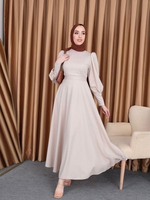 Kadın Balon Kol Scuba Elbise