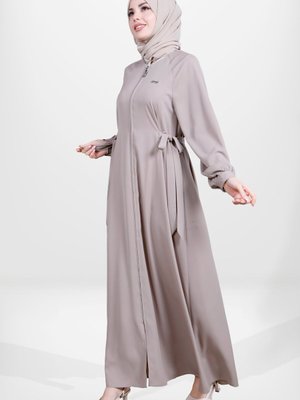 Bej Bağcıklı Elbise