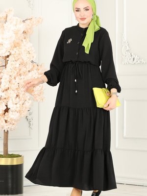 Siyah Beli Tünelli Aerobin Elbise