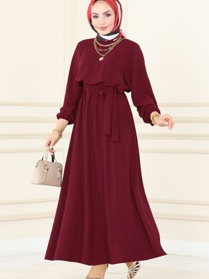Bordo Beli Lastikli Aerobin Elbise Bordo Beli Lastikli Aerobin Elbise