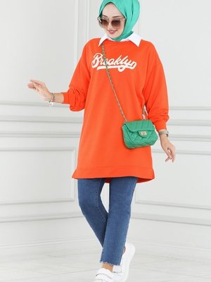 Oranj Yazı Baskılı Spor Tunik Oranj Yazı Baskılı Spor Tunik