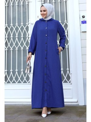 Saks Mavisi Ahsen Boydan Düğmeli Kap