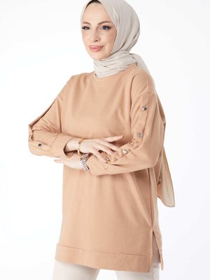 Vızon Bisiklet Yaka Kolları Düğmeli Sweatshirt