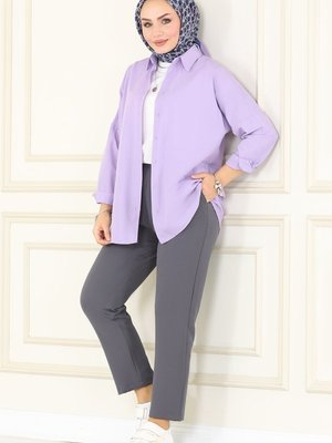 Antrasit Beli Lastikli Havuç Pantolon Antrasit Beli Lastikli Havuç Pantolon