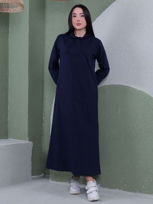 Lacivert Kapşonlu Kap