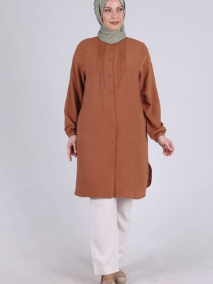 Soğan Kabuğu Büyük Beden Düğmeli Tunik