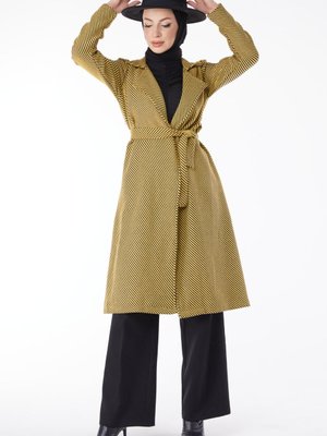 Sarı Kuşaklı Kaşe Kaban Sarı Kuşaklı Kaşe Kaban