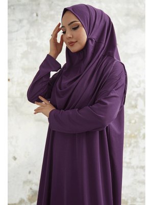 Mor Tek Parça Namaz Elbisesi Mor Tek Parça Namaz Elbisesi