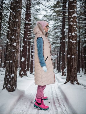 Krem Kürk Kapüşonlu Şişme Yelek