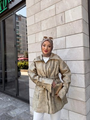 Vizon Fermuarlı Jakar Ceket