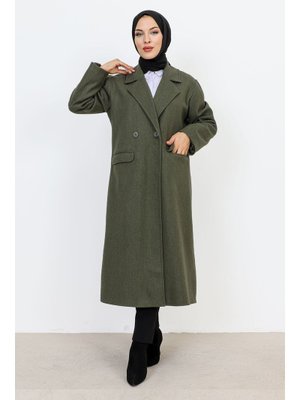 Haki Cebi Kapaklı Çift Düğmeli Kaban Haki Cebi Kapaklı Çift Düğmeli Kaban