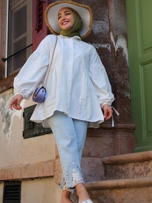 Fırfırlı Oversize Gömlek Fırfırlı Oversize Gömlek