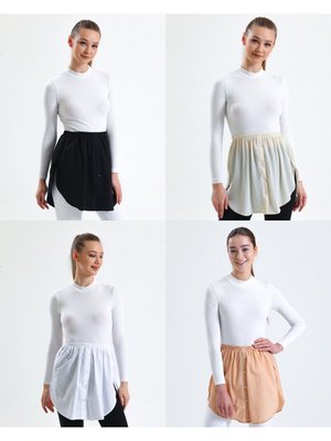 Ekonomik Yanları Açık Etek Gömlek Beyaz Siyah Bej Ekru Ekonomik Yanları Açık Etek Gömlek Beyaz Siyah Bej Ekru