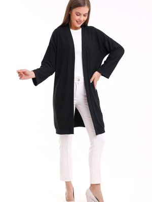 Siyah Düşük Kol Esnek Penye Kimono & Hırka Siyah Düşük Kol Esnek Penye Kimono & Hırka