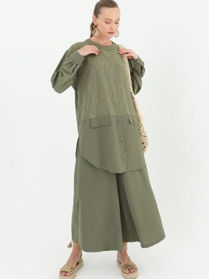 Haki Çıtçıt Detaylı İkili Takım Haki Çıtçıt Detaylı İkili Takım