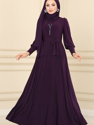 Mor Balon Kollu Sandy Elbise Mor Balon Kollu Sandy Elbise