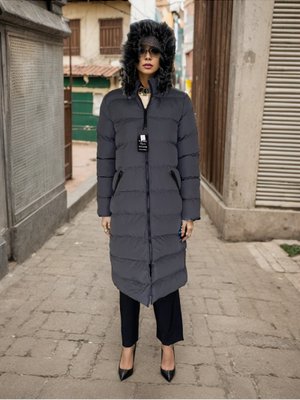 Füme Kapuşonlu Şişme Mont Füme Kapuşonlu Şişme Mont