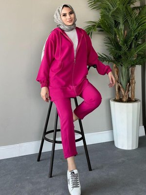 Fermuarlı Spor Takım Fuşya