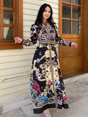 Siyah Atlas Kumaş Elbise