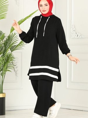 Siyah & Ekru Biye Detaylı Takım Siyah & Ekru Biye Detaylı Takım