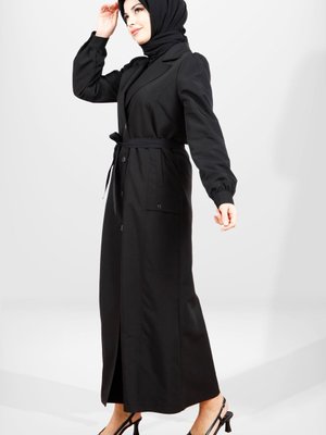 Siyah Uzun Trençkot
