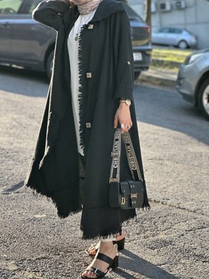 Ithal Düğmeli Keten Görünümlü Pamuk Kap