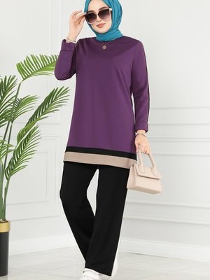 Mor & Siyah Garnili Takım Mor & Siyah Garnili Takım