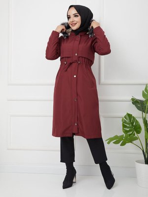 Water Prof Bordo İçi Kürklü Kışlık Battal Mevsimlik Mont & Kaban