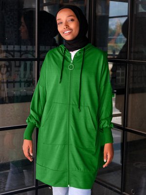 Fermuarlı Kanguru Cepli Sweat