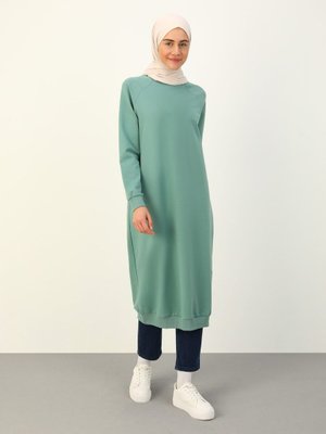 Pamuklu Bisiklet Yaka Uzun Sweatshirt Çağla