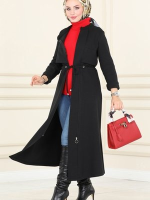 Siyah Bolero Detaylı Kışlık Kap Siyah Bolero Detaylı Kışlık Kap