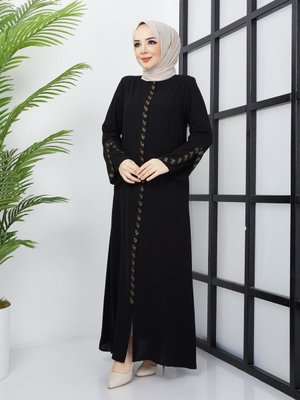 Büyük Beden Taşlı Ferace