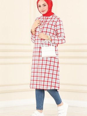 Bordo Düğmeli Tüvit Tunik Bordo Düğmeli Tüvit Tunik
