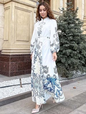 Beyaz Atlas Kumaş Elbise