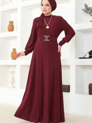 Bordo Kemerli Sandy Elbise Bordo Kemerli Sandy Elbise