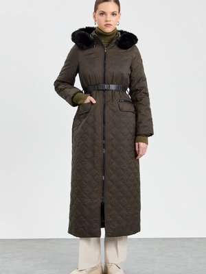 Kemerli Kapitone Manto Haki