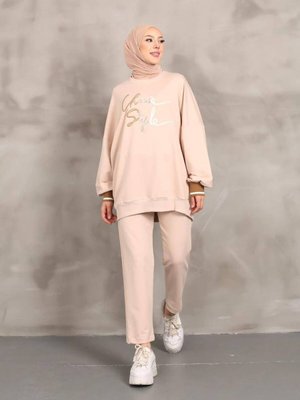 Alt Üst Eşofman Takımı Oversize Nakışlı İplik Likra