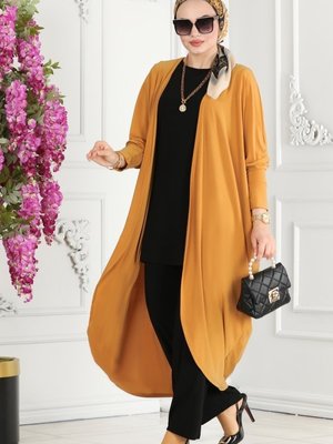 Hardal & Siyah Yarasa Kollu Üçlü Takım Hardal & Siyah Yarasa Kollu Üçlü Takım