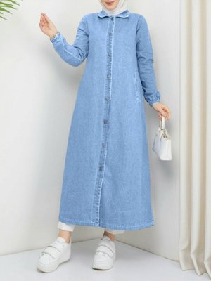 Kolu Lastikli Boydan Düğmeli Kot Kap