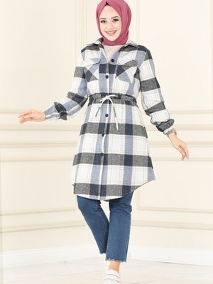 Mavi Beli Tünelli Ekose Tunik Mavi Beli Tünelli Ekose Tunik