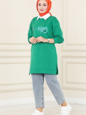 Benetton Yeşili Renkli Yazı Baskılı Spor Tunik Benetton Yeşili Renkli Yazı Baskılı Spor Tunik