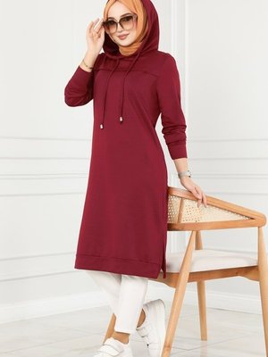 Bordo Pat Detaylı Spor Tunik Bordo Pat Detaylı Spor Tunik