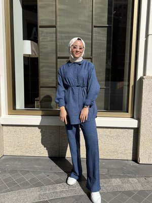 Mavi İkili Tesettür Takım