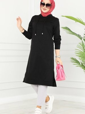 Siyah Pat Detaylı Spor Tunik Siyah Pat Detaylı Spor Tunik