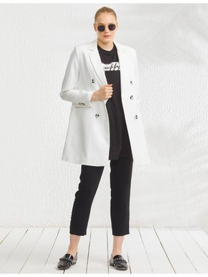 Basic Blazer Ceket Ekru Sz